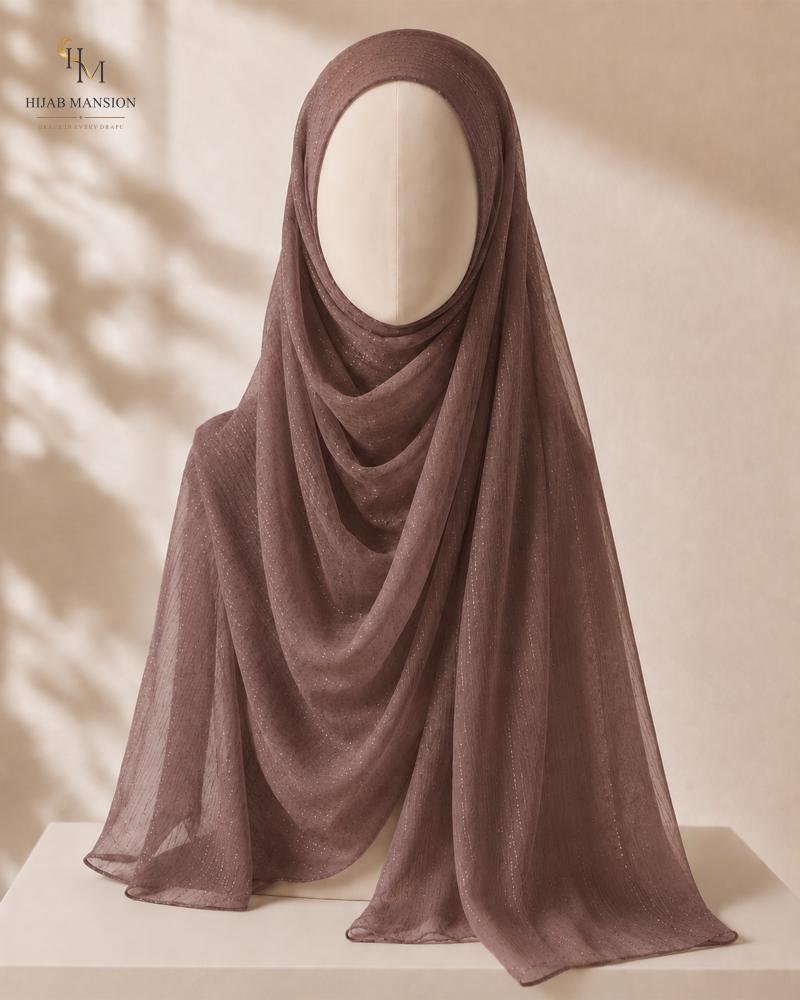 Chiffon C1 Dusty Mauve Chiffon Zari Tilla Hijab