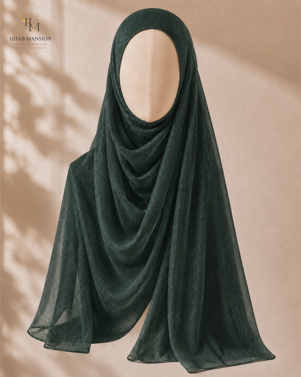 Deep Forest Chiffon Zari Hijab