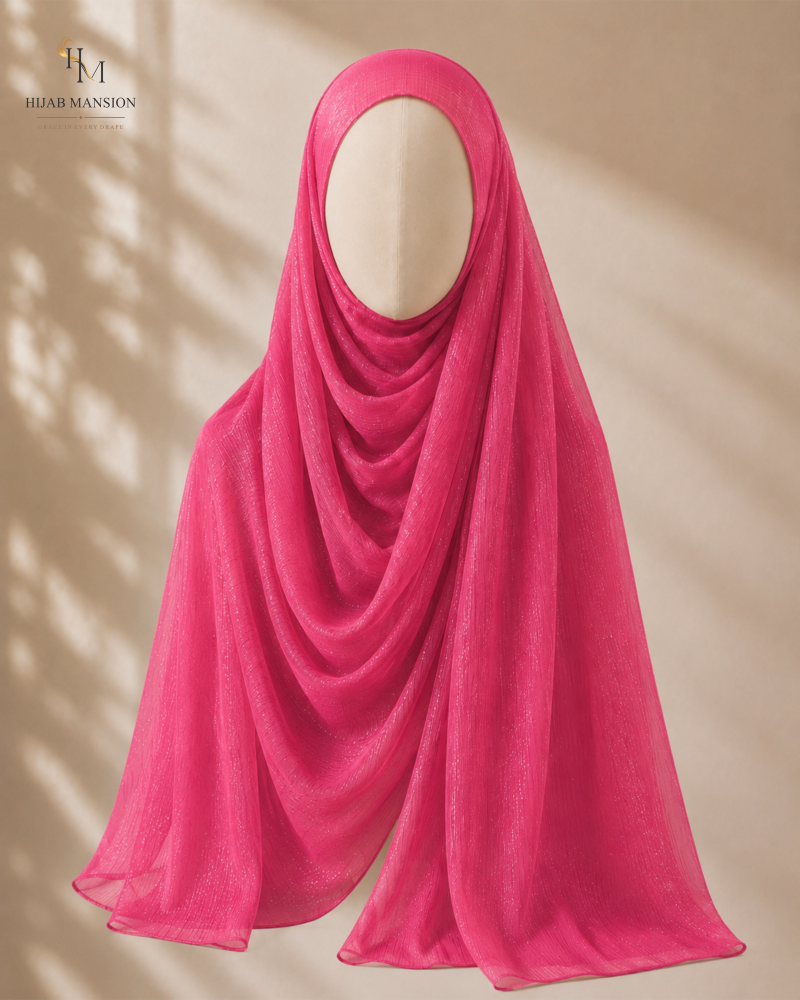 Fuchsia Chiffon Zari Hijab