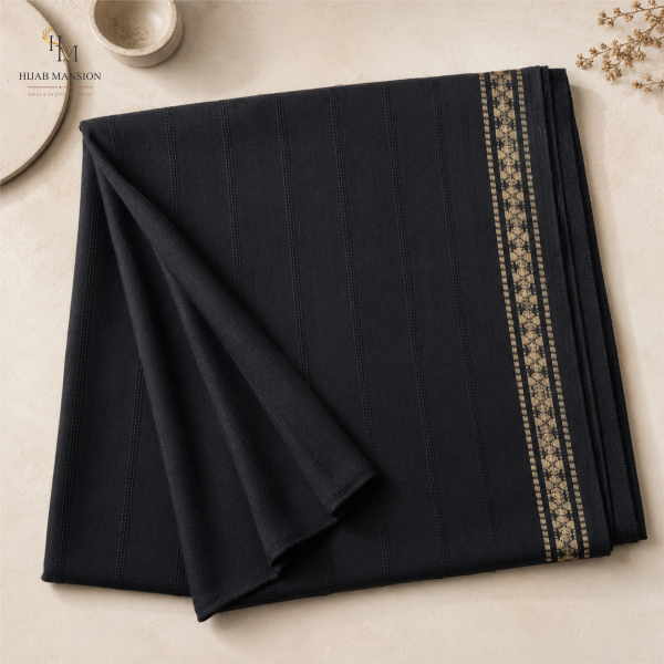Lawn Gold Border 3 Black Lawn Tarkashi Chaddar with Golden Border