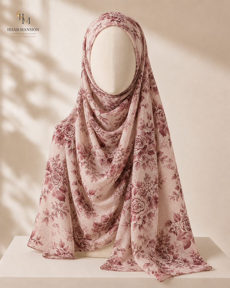 Rosewood Garden Lawn Print Hijab