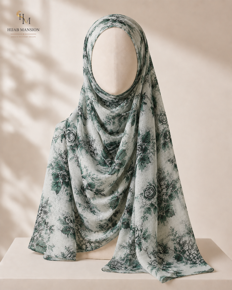Sage Garden Lawn Print Hijab