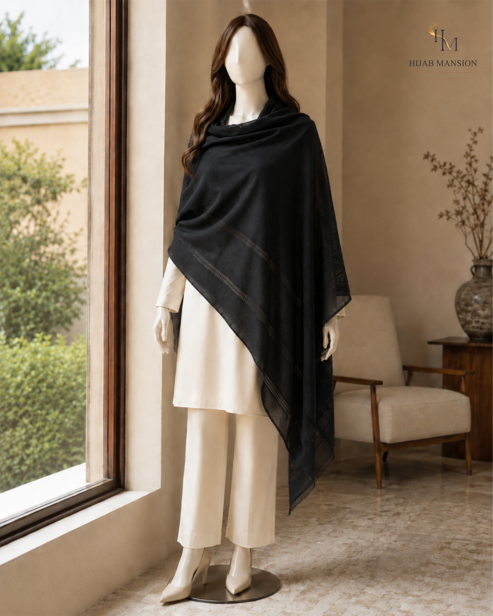Lawn Shawl1 Black Lawn Tarkashi Chaddar