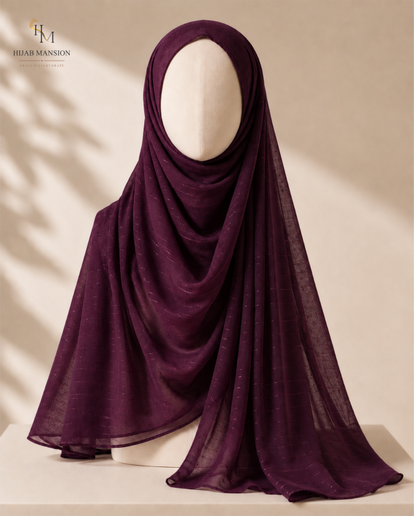 Lawn Zari D1 Plum Lawn Zari Tilla Hijab