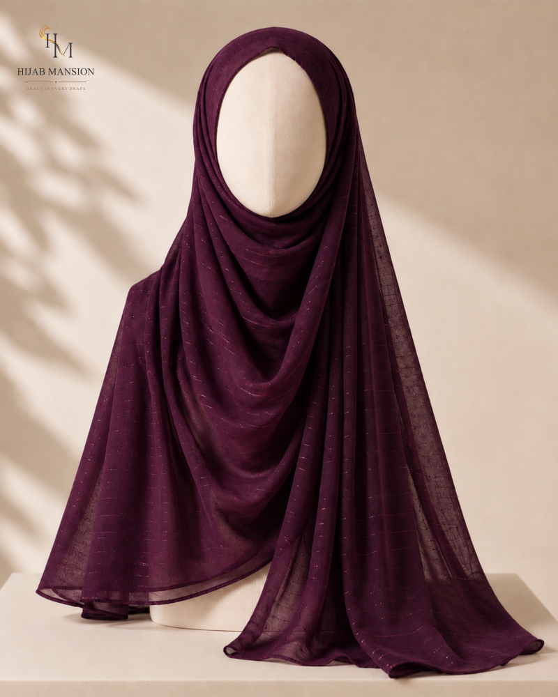Lawn Zari D1 Plum Lawn Zari Tilla Hijab