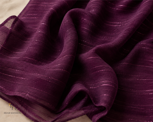 Lawn Zari D3 Plum Lawn Zari Tilla Hijab