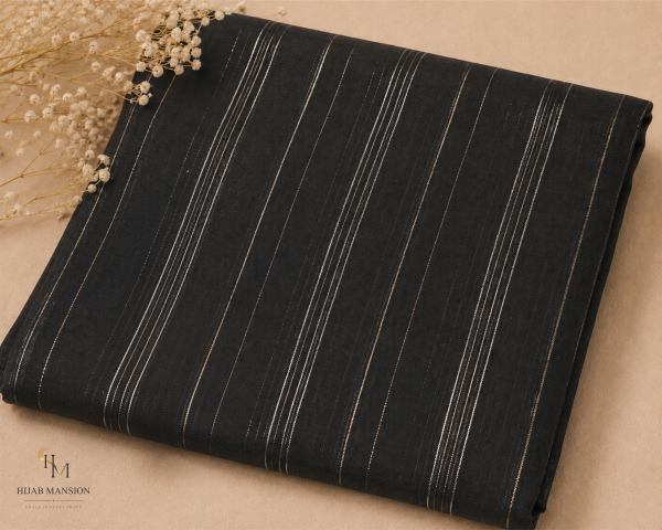 Midnight Black Lawn Zari Tilla Hijab