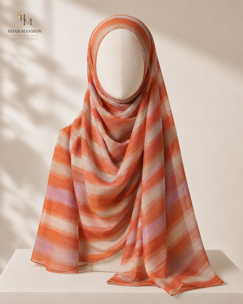 Coral Blush Lawn Morocco Print Hijab
