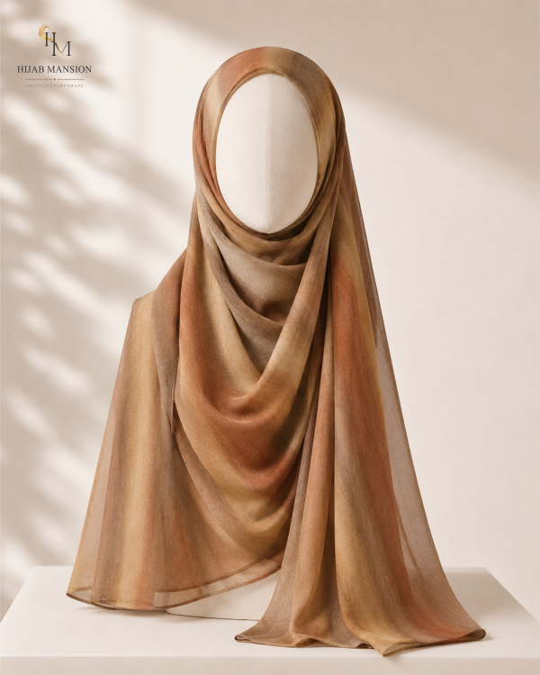 Morocco B1 Golden Mocha Lawn Morocco Print Hijab