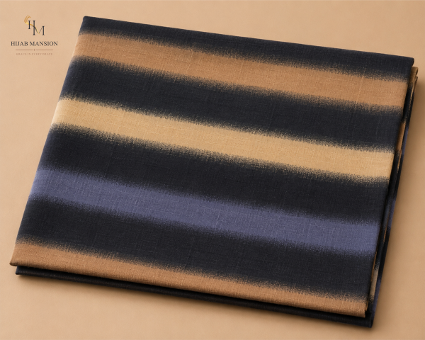 Morocco C2 Midnight Navy Caramel Lawn Morocco Print Hijab