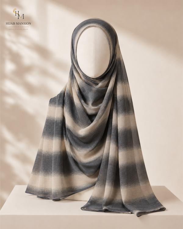 Morocco D1 Charcoal Sand Lawn Morocco Print Hijab