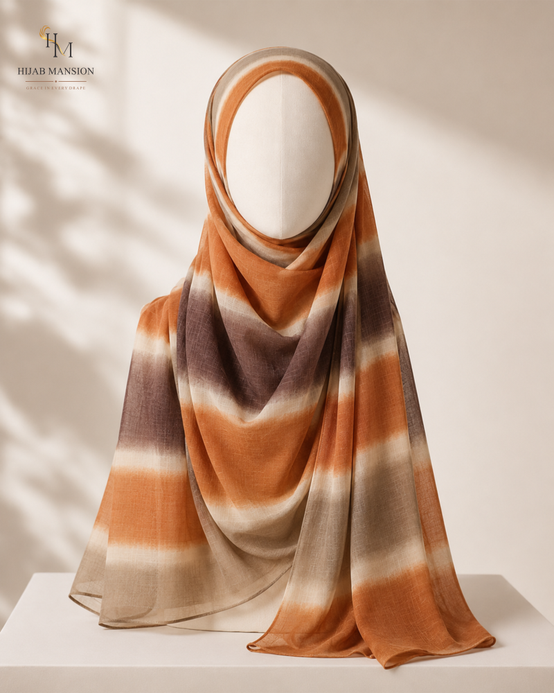Burnt Orange Lawn Morocco Print Hijab