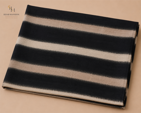 Morocco I2 Monochrome Stripe Lawn Morocco Print Hijab