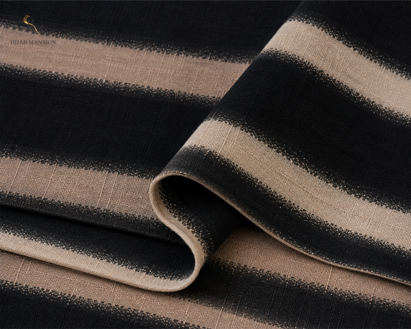 Morocco I3 Monochrome Stripe Lawn Morocco Print Hijab