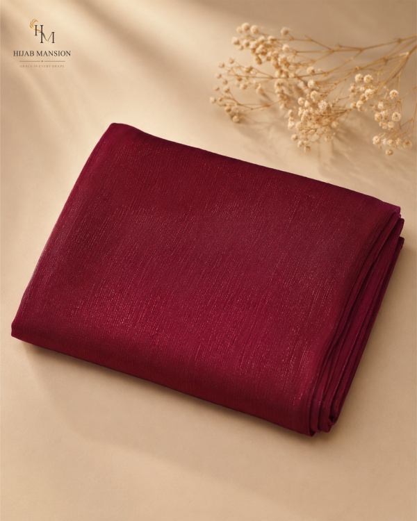 Deep Burgundy Chiffon Zari Hijab