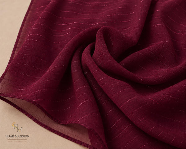 Deep Burgundy Chiffon Zari Hijab