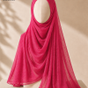 chiffon Y1 Vibrant Fuchsia Chiffon Zari Hijab