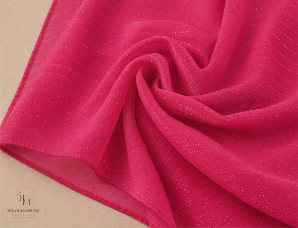 chiffon Y3 Vibrant Fuchsia Chiffon Zari Hijab